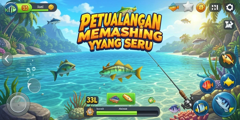 Tampilan gameplay 33L yang menarik saat memancing di danau.
