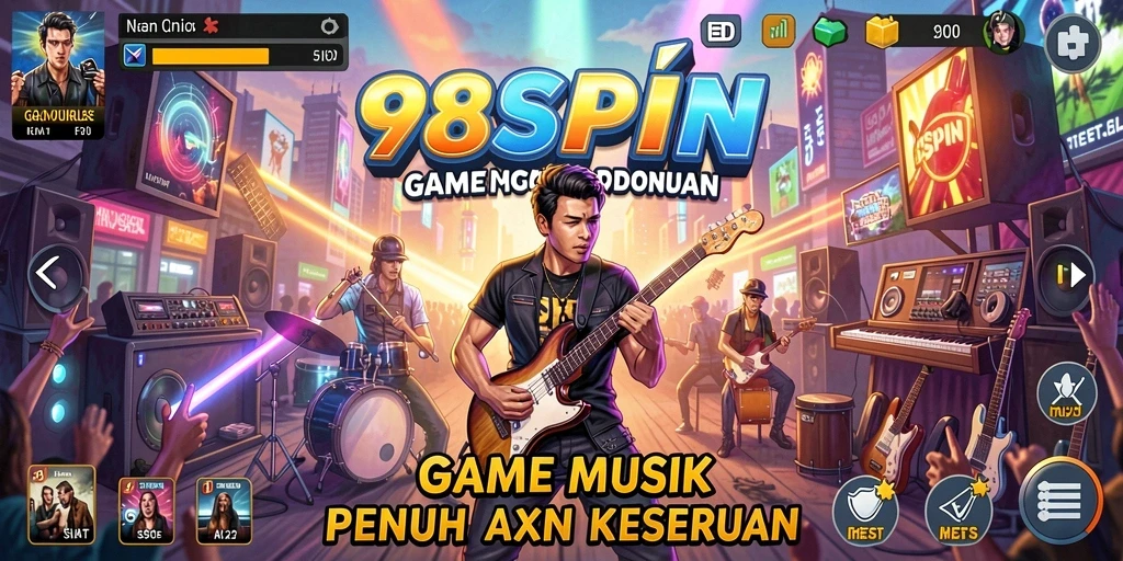 Tampilan gameplay menarik dari 98SPIN dengan lagu-lagu seru.