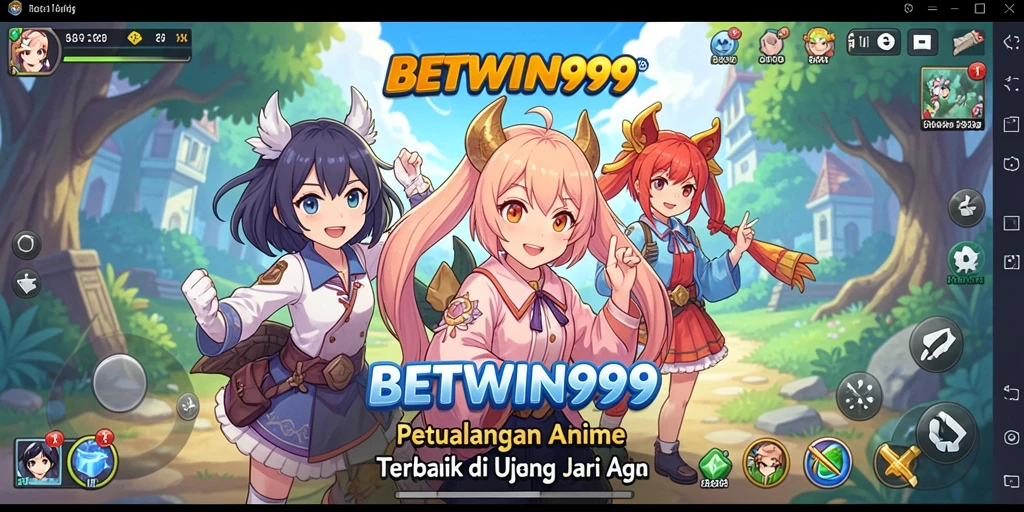 Tampilan gameplay BETWIN999 dengan karakter anime ikonik.