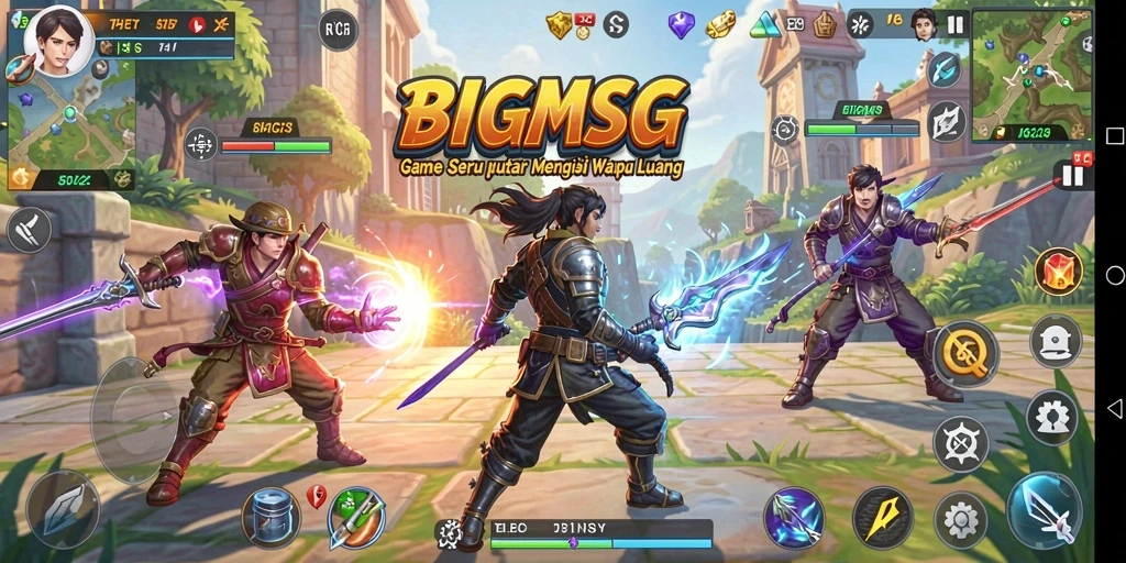 Tampilan seru gameplay BIGMSG yang mengasyikkan dan penuh warna.
