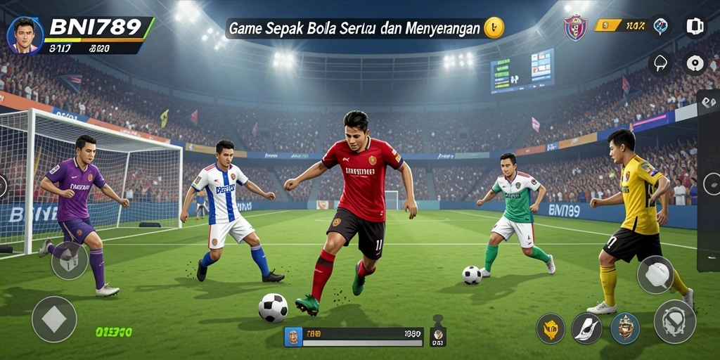 Tampilan gameplay BNI789 yang seru dan mendebarkan saat pertandingan sepak bola.