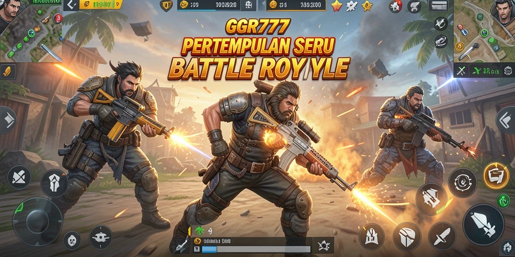 Screenshot GGR777 menampilkan aksi mendebarkan di arena Battle Royale.