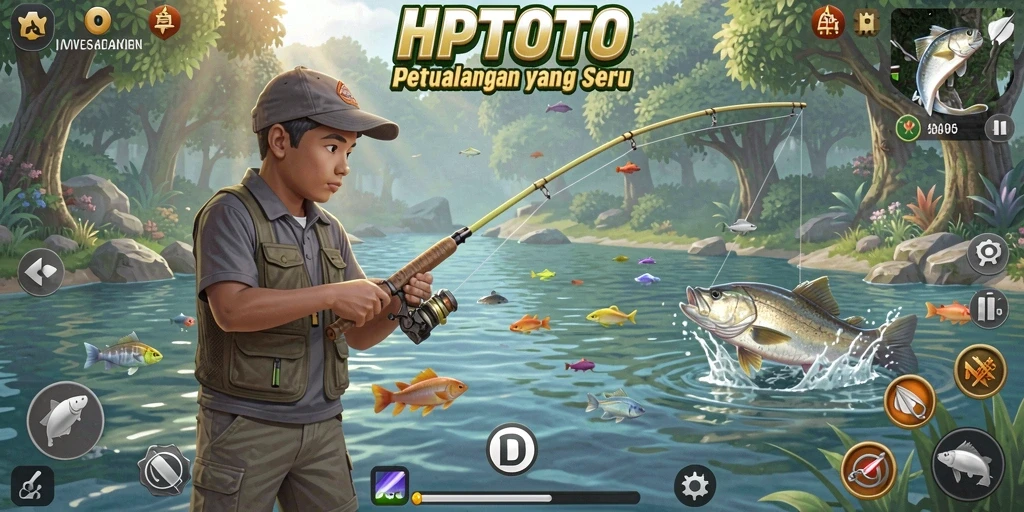 Screenshot HPTOTO menampilkan gameplay memancing yang seru dan realistis.