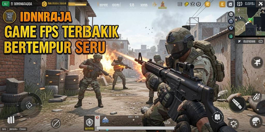 Screenshot gameplay <strong>IDNRAJA</strong> menampilkan aksi tembak-menembak yang intens dan strategi tim.