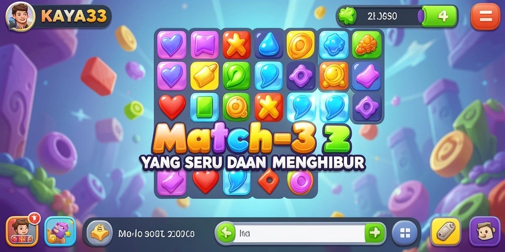 Screenshot KAYA33 menampilkan gameplay Match-3 yang menegangkan.