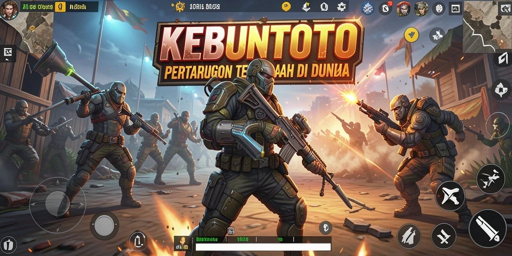 Screenshot menunjukkan aksi penuh adrenalin dalam KEBUNTOTO Battle Royale.