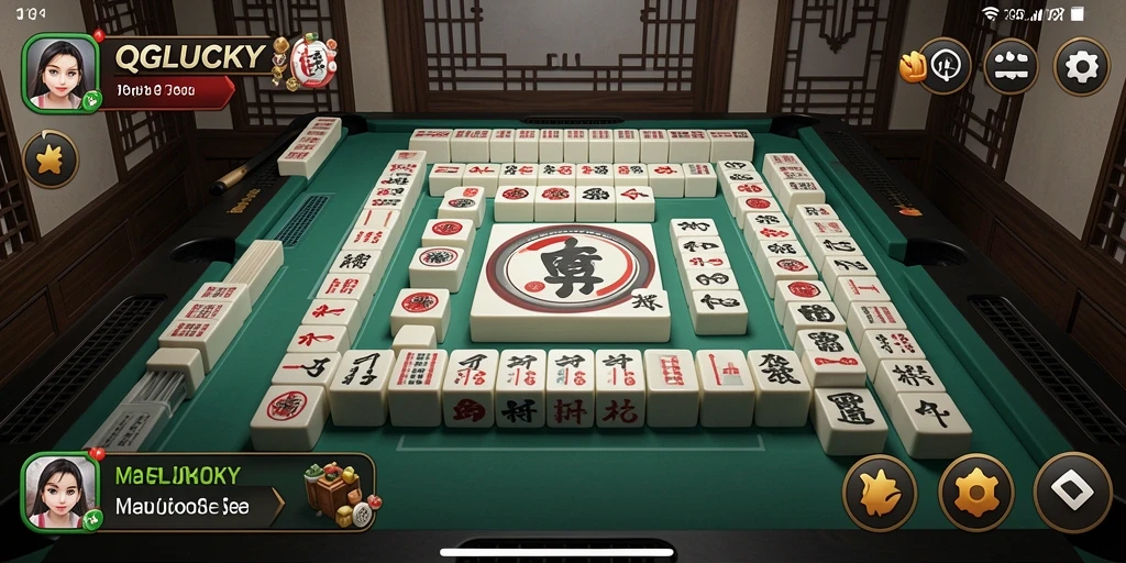 Screenshot gameplay QGLUCKY yang menampilkan suasana Mahjong yang seru.