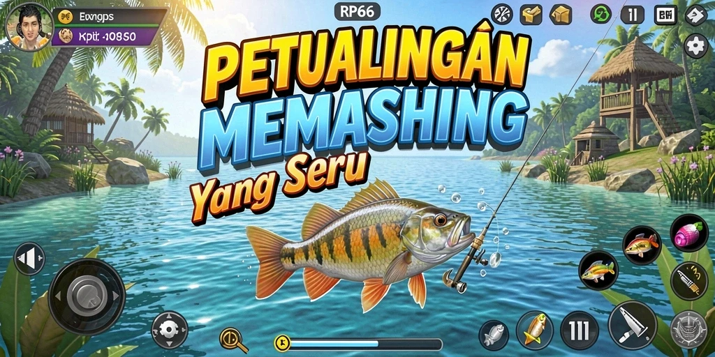Tampilan gameplay RP66 saat memancing di laut yang indah.
