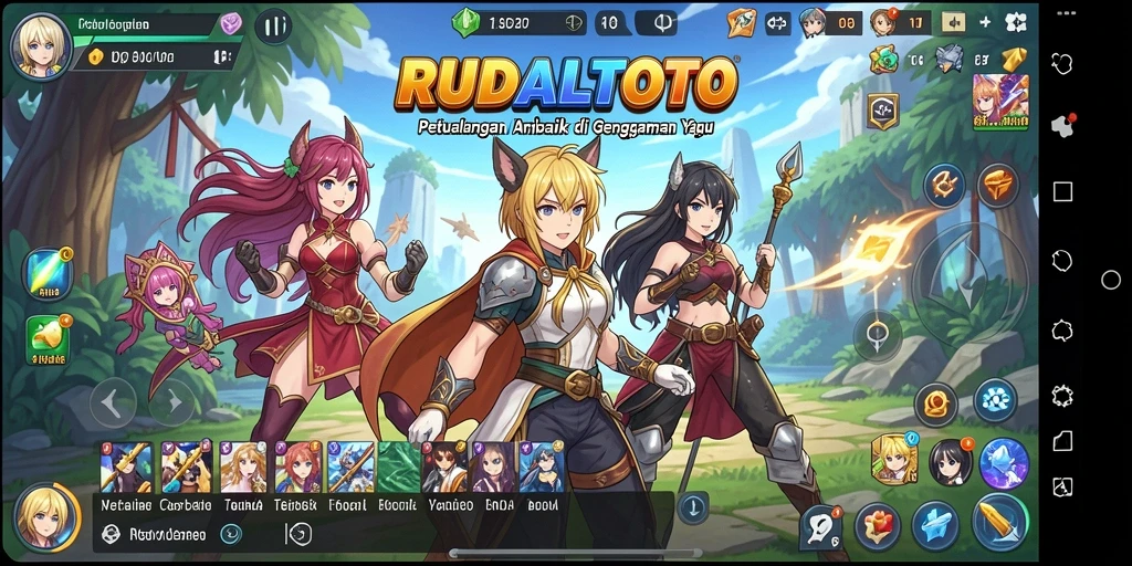 Tampilan gameplay menarik dari RUDALTOTO dengan aksi karakter Anime.