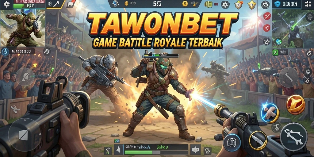 Tampilan aksi pertempuran mendebarkan dalam game Battle Royale.